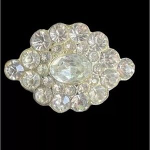 Large Antique Rhinestone Brooch 1930s Pot Metal Diamanté Paste Rhinestone